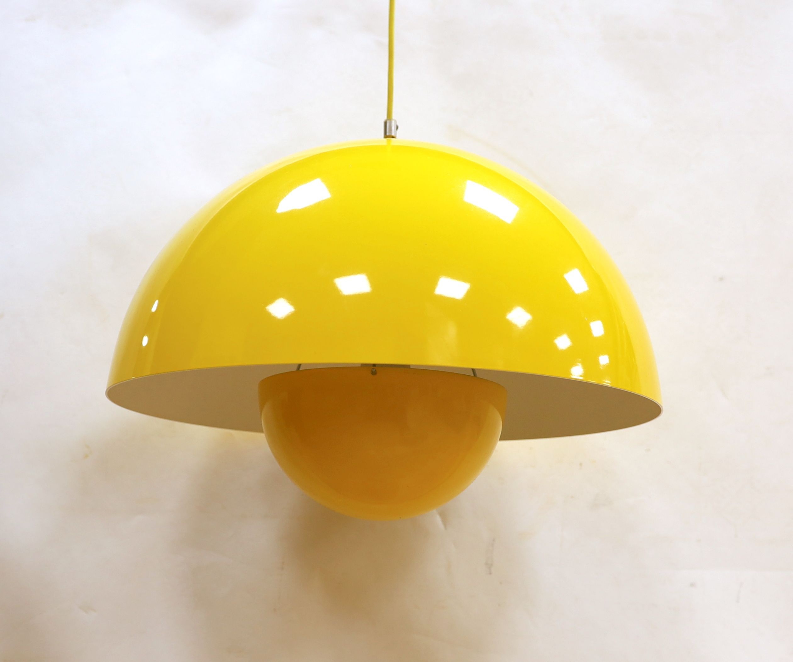 Mid century design, a Danish Verner Panton 'Flower Pot' ceiling shade